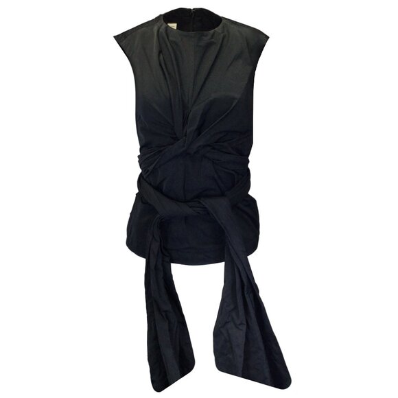 DRIES VAN NOTEN BLACK WRAP TIE SLEEVELESS TOP - Picture 1 of 4